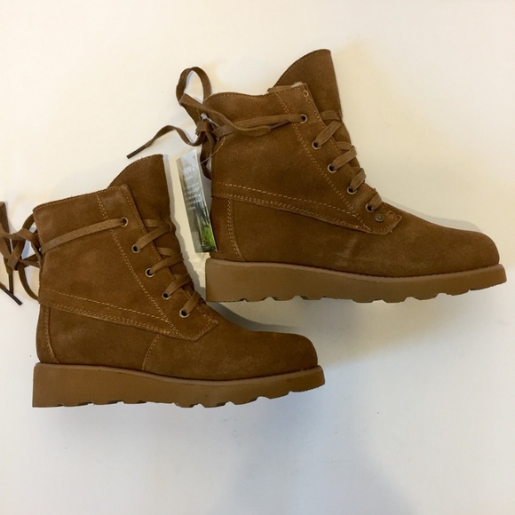 BEARPAW Suede Lace-up Wool Blend Snow wedged boots - Picture 13 of 16